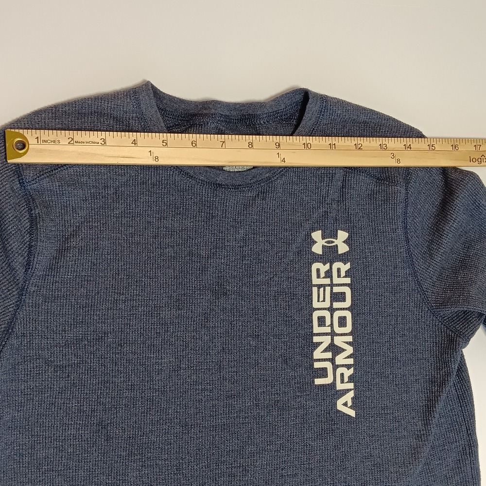 Under Armour Boys LG Gray Thermal Long Sleeve Shirt Youth Large Athletic Fit E8 - Picture 6 of 11